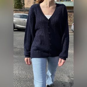 Brandy melville oversized navy blue amber cable knit cardigan